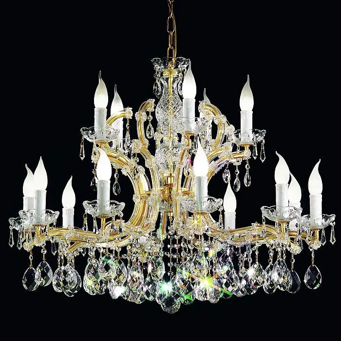 Ceiling - Mounted Chandeliers for Standard CeilingsGold Plated Chandelier With Clear Glass Pendants