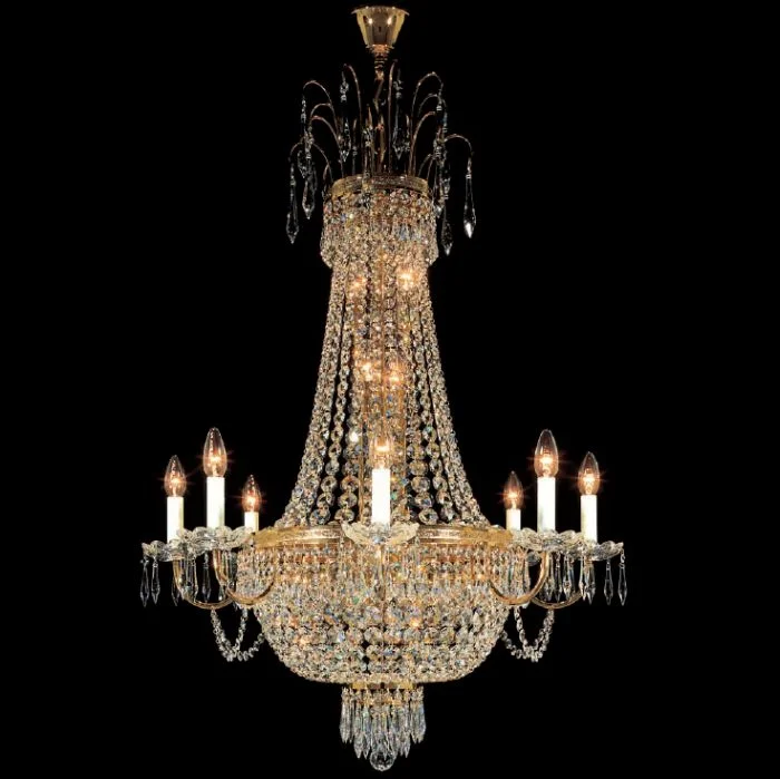 Chandeliers with Adjustable Height for Custom InstallationGold-Plated Premium Spectra Crystal Empire Chandelier Chandeliers with Adjustable Height for Custom InstallationGold-Plated Premium Spectra Crystal Empire Chandelier