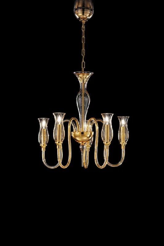 Chandeliers with Clear Crystal for a Sparkling EffectHandcrafted Contemporary Fine Italian Chandelier With Five Lights And Murano Glass Chandeliers with Clear Crystal for a Sparkling EffectHandcrafted Contemporary Fine Italian Chandelier With Five Lights And Murano Glass