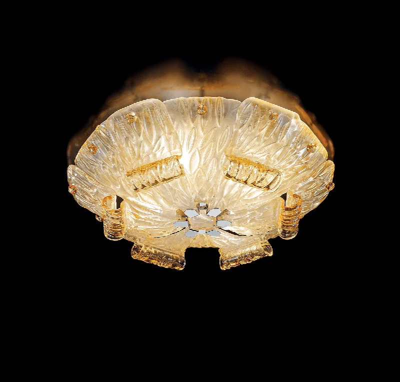 Ceiling - Mounted Chandeliers for Standard CeilingsHandmade Classic Venetian Flush Ceiling Lamp In Amber Ceiling - Mounted Chandeliers for Standard CeilingsHandmade Classic Venetian Flush Ceiling Lamp In Amber