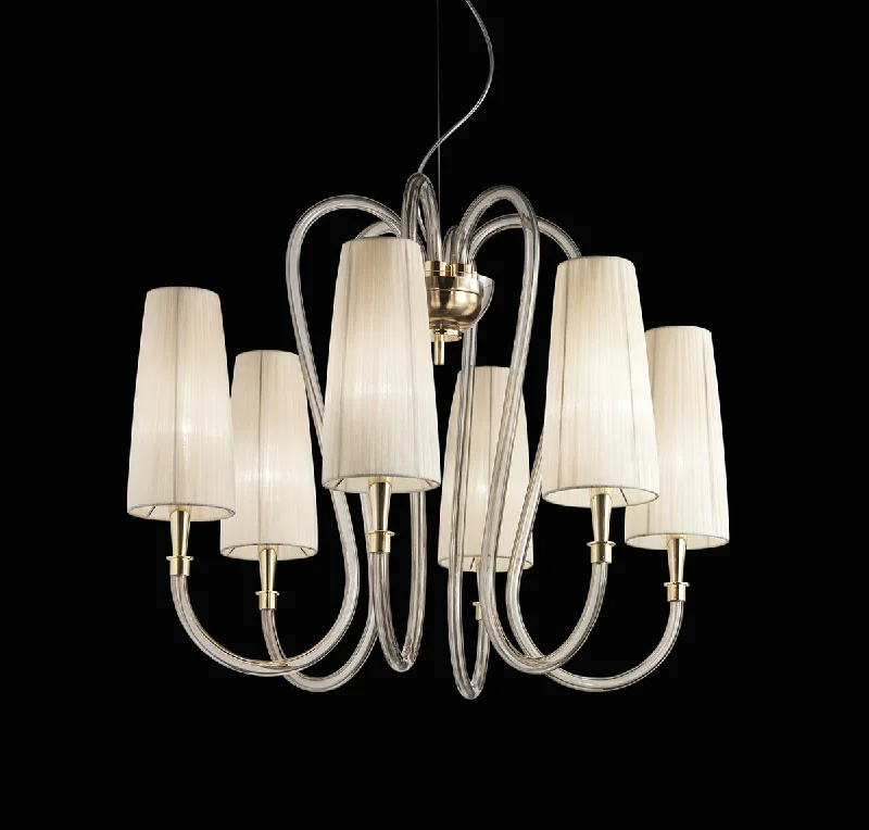 Chandeliers for Living Rooms to Create a Focal PointHandmade Luxurious Venetian Chandelier with Six Lampshades and Murano Glass Chandeliers for Living Rooms to Create a Focal PointHandmade Luxurious Venetian Chandelier with Six Lampshades and Murano Glass