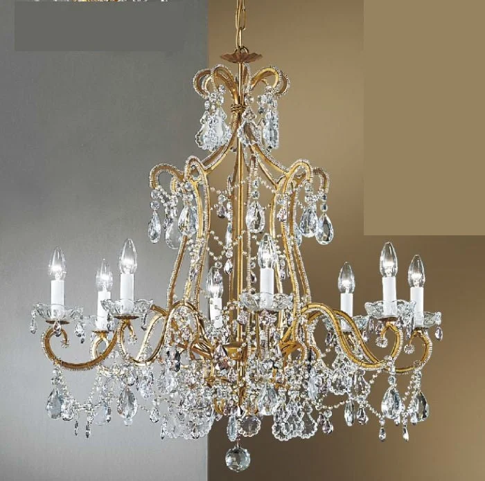 Small Chandeliers for Compact RoomsIron Chandelier In Gold Leaf Finish