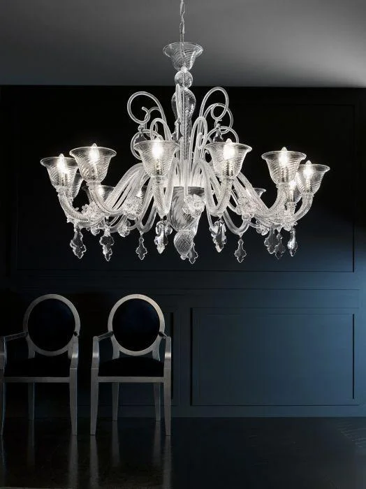 French Country Chandeliers with a Romantic AuraLarge Transparent Hand Blown Murano Glass Chandelier French Country Chandeliers with a Romantic AuraLarge Transparent Hand Blown Murano Glass Chandelier