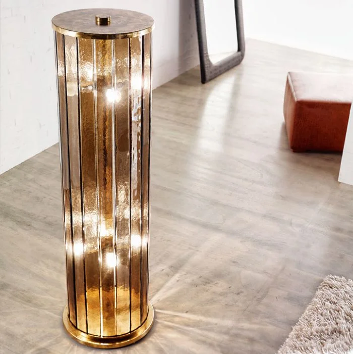 Chandeliers with Frosted Glass for a Softer Light DiffusionLuxurious Murano glass cylinder floor lamp with brass frame Chandeliers with Frosted Glass for a Softer Light DiffusionLuxurious Murano glass cylinder floor lamp with brass frame