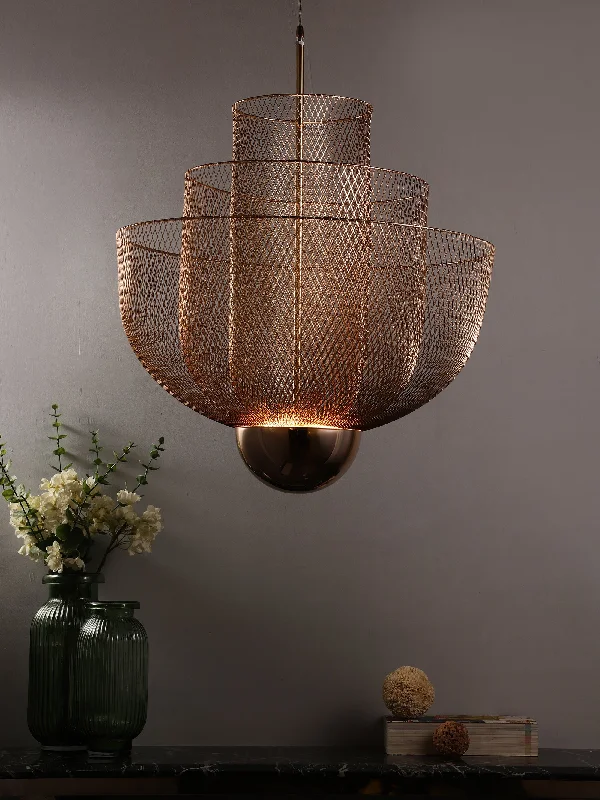 Chandeliers with Metal Frames in Copper FinishMesh M Chandelier