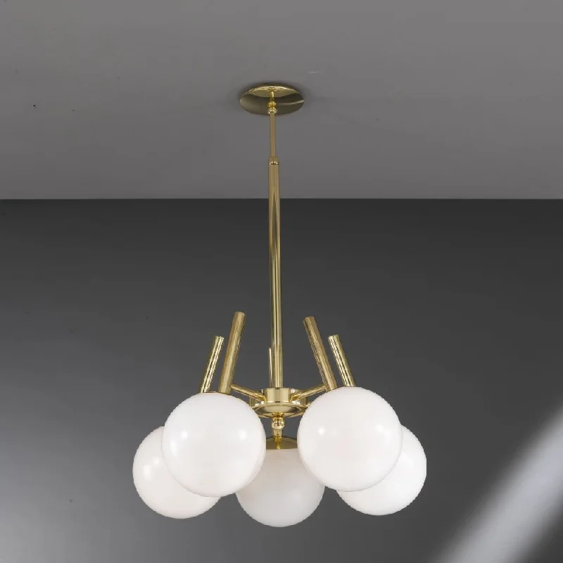 Chandeliers with Metal Frames in Copper FinishMid-Century Brass 5 Lamp Chandelier