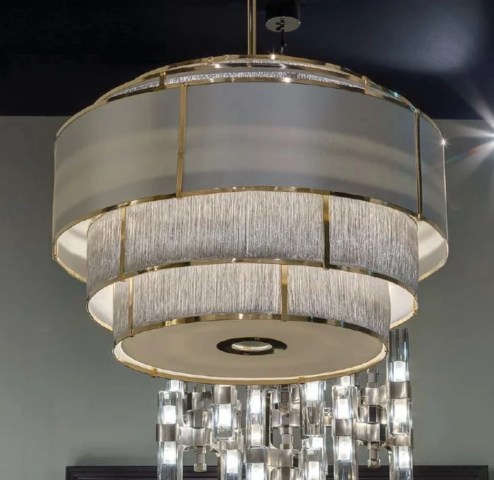 Chandeliers with Venetian Glass for a Luxurious LookLarge Modern Light Round Gold Chandelier With Grey Shades Chandeliers with Venetian Glass for a Luxurious LookLarge Modern Light Round Gold Chandelier With Grey Shades
