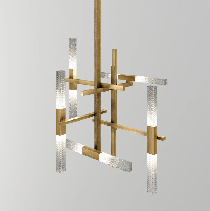 Chandeliers with Colored Glass for a Splash of ColorModern Oriental Style Brass Chandelier With Italian Crystal Diffusers
