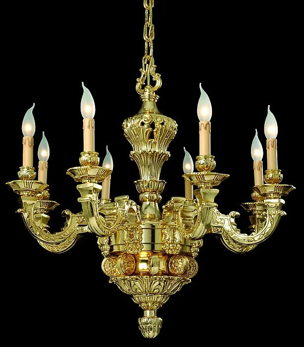 Ceiling - Mounted Chandeliers for Standard CeilingsOrnate Italian Gold-Plated Chandelier With 8 Candle Lights Ceiling - Mounted Chandeliers for Standard CeilingsOrnate Italian Gold-Plated Chandelier With 8 Candle Lights