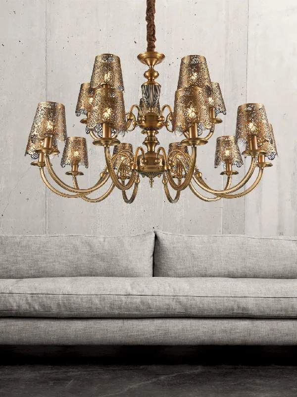 Chandeliers with Metal Frames in Silver FinishRochelle 15-Lamp Chandelier