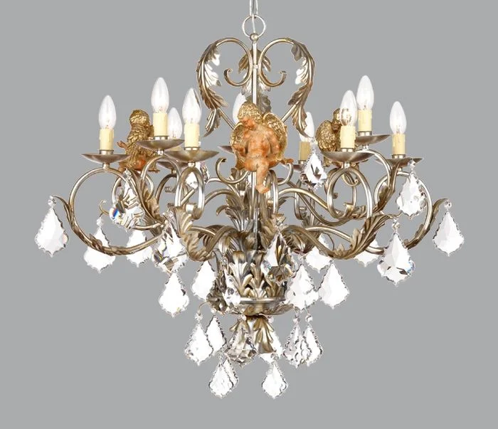 Chandeliers with Sputnik - Style Design for a Futuristic VibeSilver Metal Chandelier with Wooden Angel & premium Elements Chandeliers with Sputnik - Style Design for a Futuristic VibeSilver Metal Chandelier with Wooden Angel & premium Elements