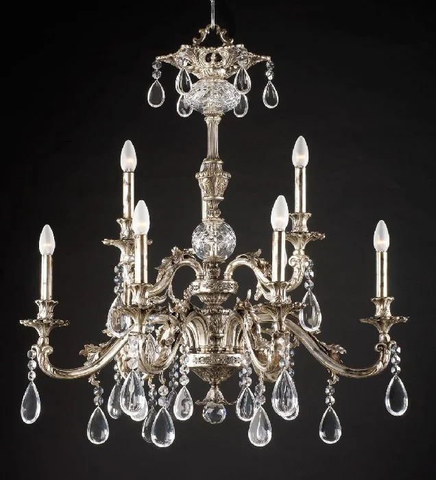 Chandeliers with Venetian Glass for a Luxurious LookSilver Oxide Chandelier With Bohemian Crystal Pendants