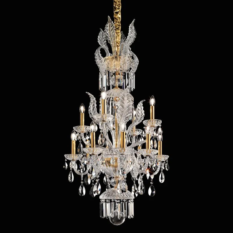 Chandeliers with Metal Frames in Black FinishMedium Blown Glass And Crystal Chandelier With Gold Frame Chandeliers with Metal Frames in Black FinishMedium Blown Glass And Crystal Chandelier With Gold Frame