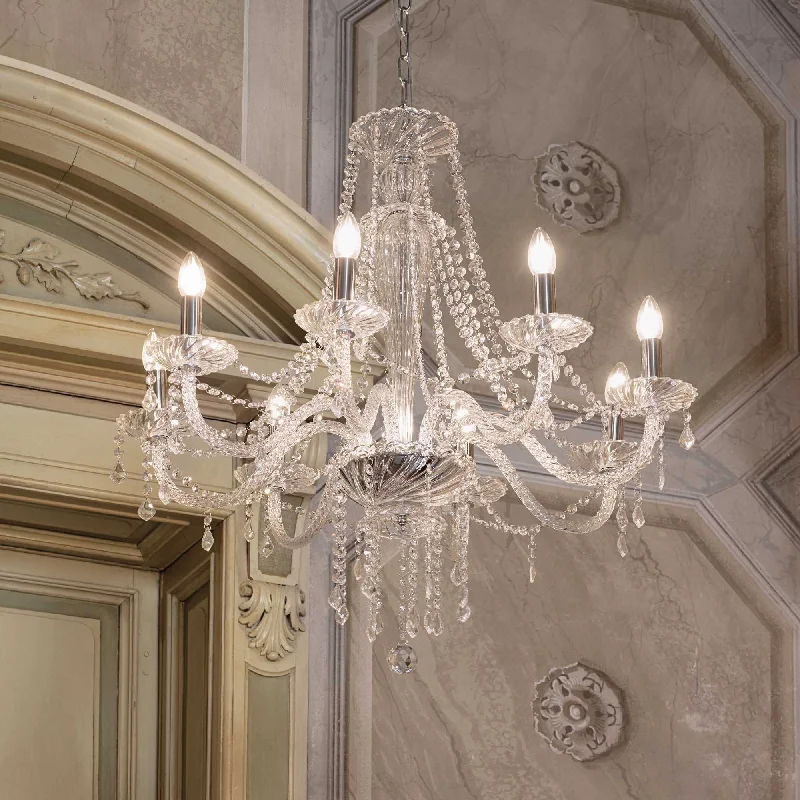 Chandeliers with Clear Crystal for a Sparkling EffectTraditional 8 Light Blown Glass Chandelier Chandeliers with Clear Crystal for a Sparkling EffectTraditional 8 Light Blown Glass Chandelier
