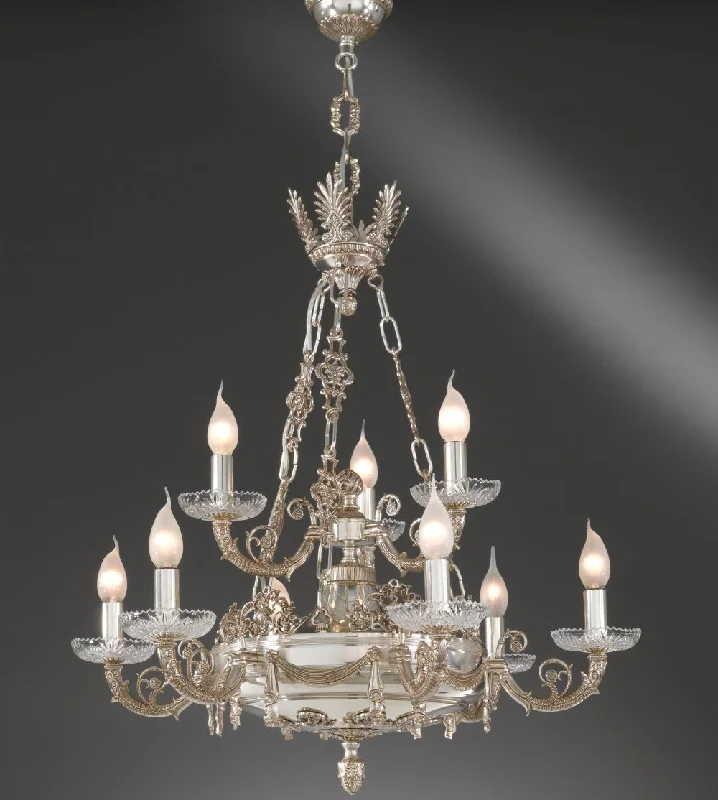 Chandeliers with Clear Crystal for a Sparkling EffectTraditional Metal 9 Lamp Chandelier Chandeliers with Clear Crystal for a Sparkling EffectTraditional Metal 9 Lamp Chandelier