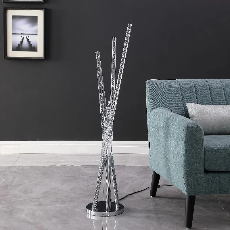 Metal Floor Lamp with a Matte Black Finish for a Sleek Look49" Chrome Five Light LED Tubular Contemporary Floor Lamp By Homeroots Metal Floor Lamp with a Matte Black Finish for a Sleek Look49" Chrome Five Light LED Tubular Contemporary Floor Lamp By Homeroots