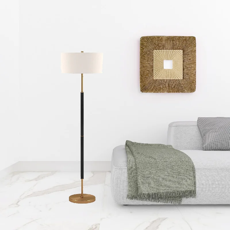 Rustic Farmhouse Style Floor Lamp for Cozy Bedrooms61" Black and Brass Two Light Floor Lamp With White Drum Shade By Homeroots Rustic Farmhouse Style Floor Lamp for Cozy Bedrooms61" Black and Brass Two Light Floor Lamp With White Drum Shade By Homeroots