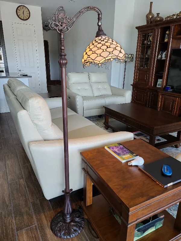 Smart Floor Lamp with Voice Control and Bluetooth Connectivity62" Brown Traditional Shaped Floor Lamp With White Tiffany Glass Bowl Shade By Homeroots Smart Floor Lamp with Voice Control and Bluetooth Connectivity62" Brown Traditional Shaped Floor Lamp With White Tiffany Glass Bowl Shade By Homeroots