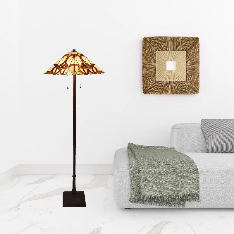 Rustic Farmhouse Style Floor Lamp for Cozy Bedrooms62" Brown Two Lights Traditional Shaped Floor Lamp With Brown And White Stained Glass Cone Shade By Homeroots Rustic Farmhouse Style Floor Lamp for Cozy Bedrooms62" Brown Two Lights Traditional Shaped Floor Lamp With Brown And White Stained Glass Cone Shade By Homeroots
