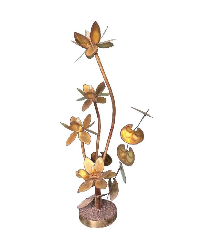 Wood Floor Lamp with Natural Grain for a Warm and Organic FeelA 1970s French brass flower floor lamp in the style of Maison Jansen Wood Floor Lamp with Natural Grain for a Warm and Organic FeelA 1970s French brass flower floor lamp in the style of Maison Jansen