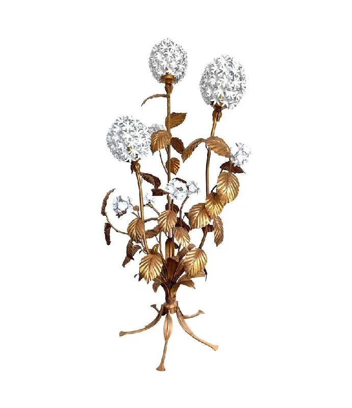 Wood Floor Lamp with Natural Grain for a Warm and Organic FeelA wonderful Italian 1960s gilt metal and white enamel Hydrangea floor lamp Wood Floor Lamp with Natural Grain for a Warm and Organic FeelA wonderful Italian 1960s gilt metal and white enamel Hydrangea floor lamp