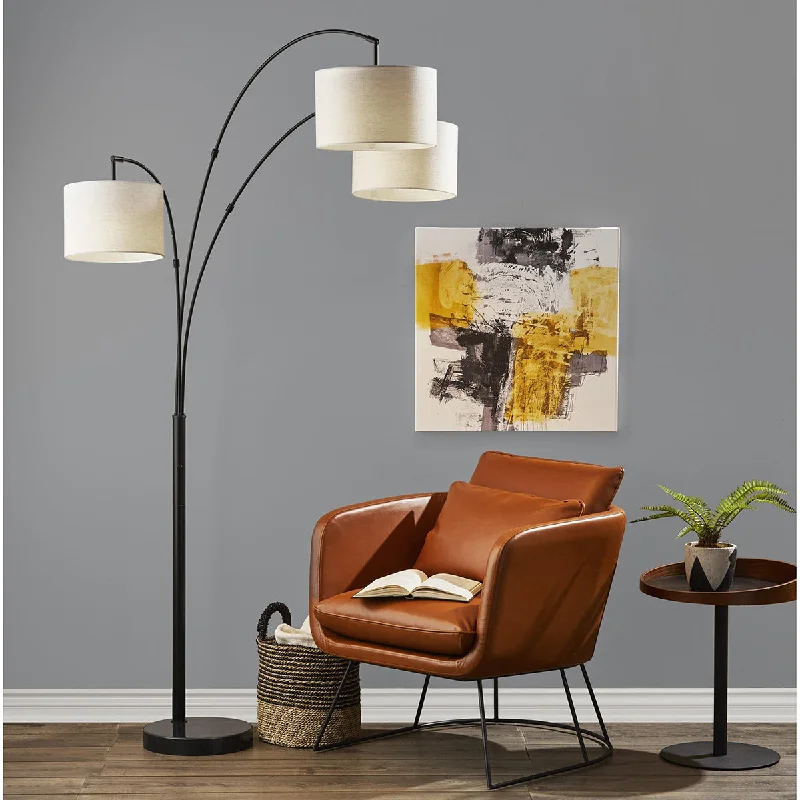 USB Charging Port Floor Lamp for Convenient Device ChargingBowery 3-Arm Arc Lamp