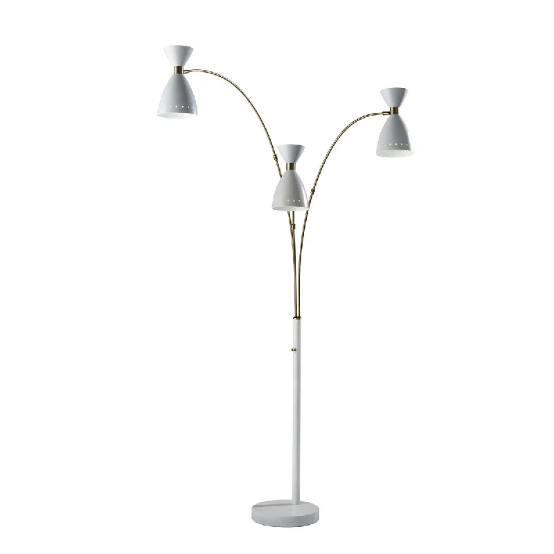 Glass Floor Lamp with Frosted Shades for Soft Diffused LightOscar 3-Arm Arc Lamp- White Glass Floor Lamp with Frosted Shades for Soft Diffused LightOscar 3-Arm Arc Lamp- White