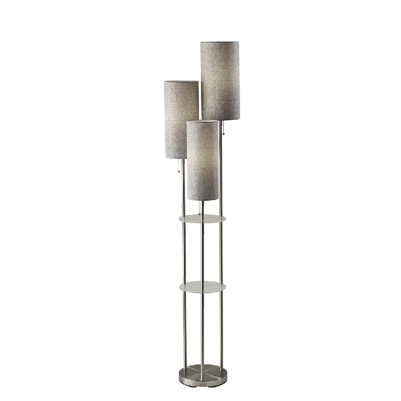 Dimmable Floor Lamp for Adjustable Lighting AmbianceTrio Shelf Floor Lamp- Grey