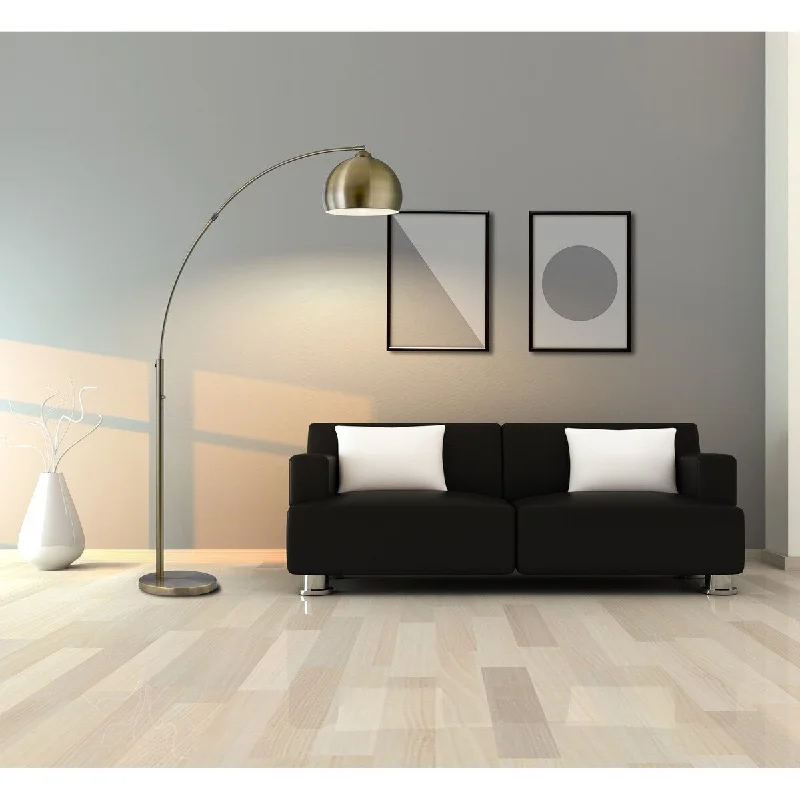Wood Floor Lamp with Natural Grain for a Warm and Organic FeelAlrigo LED Arched Floor Lamp With Dimmer, 80" Antiqued Brass - ANTIQUED BRASS Wood Floor Lamp with Natural Grain for a Warm and Organic FeelAlrigo LED Arched Floor Lamp With Dimmer, 80" Antiqued Brass - ANTIQUED BRASS