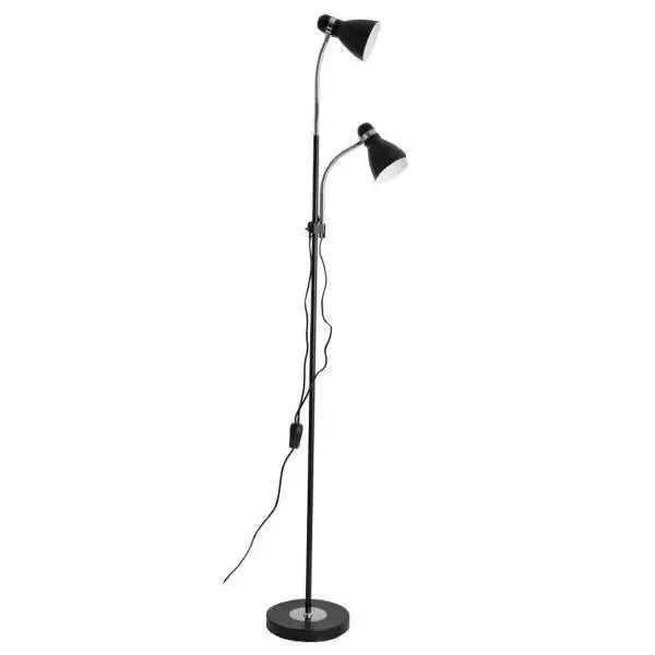 Adjustable Height Floor Lamp for Versatile Lighting NeedsBlack & Chrome Floor Lamp with Gooseneck Arms