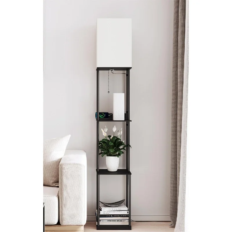 Modern Minimalist Floor Lamp for Contemporary Living RoomsBlack Floor Lamp With Living Room Shelf And USB Port Modern Minimalist Floor Lamp for Contemporary Living RoomsBlack Floor Lamp With Living Room Shelf And USB Port