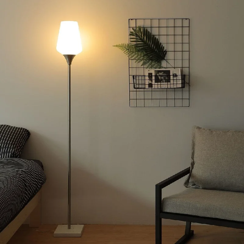 Bohemian Inspired Floor Lamp for Eclectic Home DecorCO-Z 59.7-inch Brushed Nickel Floor Lamp with Marble Base and Opal Tulip Frosted Glass Shade Bohemian Inspired Floor Lamp for Eclectic Home DecorCO-Z 59.7-inch Brushed Nickel Floor Lamp with Marble Base and Opal Tulip Frosted Glass Shade