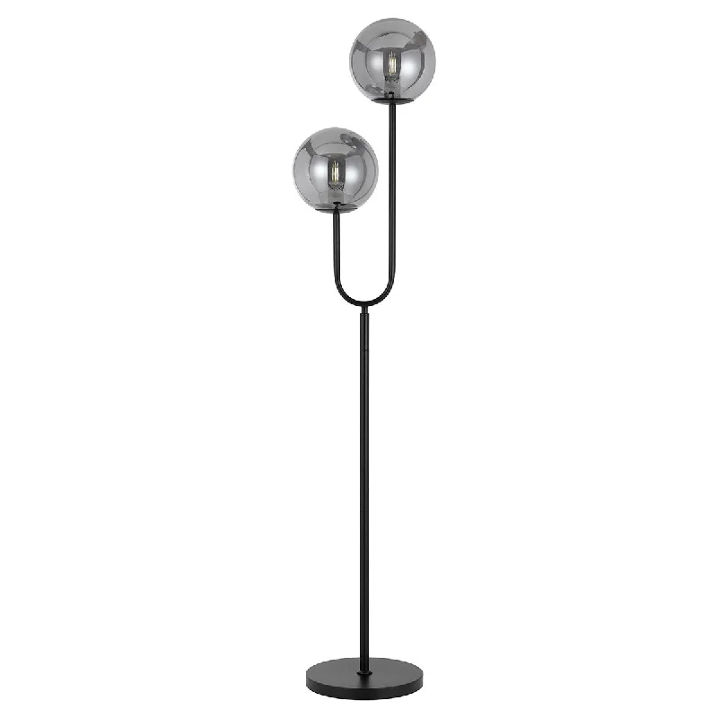 Industrial Style Floor Lamp with Exposed Bulbs for Loft ApartmentsEterna 2 Light Black with Smoke Glass Floor Lamp Industrial Style Floor Lamp with Exposed Bulbs for Loft ApartmentsEterna 2 Light Black with Smoke Glass Floor Lamp