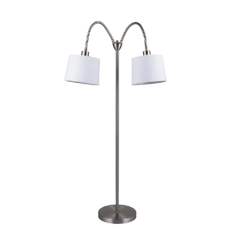 Fabric Floor Lamp with a Linen Shade for a Relaxed AestheticFangio Lightings #1417 54-inch Adjustable Two Head metal Floor Lamp In Brushed Steel Fabric Floor Lamp with a Linen Shade for a Relaxed AestheticFangio Lightings #1417 54-inch Adjustable Two Head metal Floor Lamp In Brushed Steel
