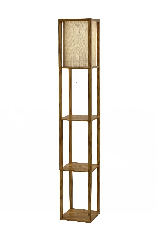 Industrial Style Floor Lamp with Exposed Bulbs for Loft ApartmentsFloor Lamp with Natural Wood Finish Storage Shelves Industrial Style Floor Lamp with Exposed Bulbs for Loft ApartmentsFloor Lamp with Natural Wood Finish Storage Shelves