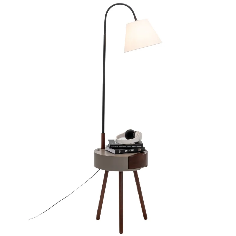 Glass Floor Lamp with Frosted Shades for Soft Diffused LightFlorence Tripod Lamp Shelf Storage Drawer Bed Side Table Light w/ USB Charger Glass Floor Lamp with Frosted Shades for Soft Diffused LightFlorence Tripod Lamp Shelf Storage Drawer Bed Side Table Light w/ USB Charger