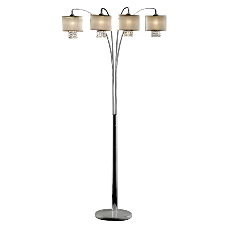Metal Floor Lamp with a Matte Black Finish for a Sleek LookFour Light Floor Lamp with Crystal Accents By Homeroots Metal Floor Lamp with a Matte Black Finish for a Sleek LookFour Light Floor Lamp with Crystal Accents By Homeroots
