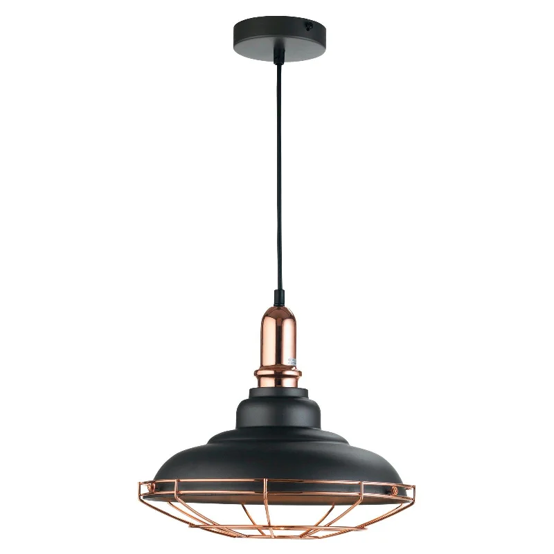 Fabric Floor Lamp with a Linen Shade for a Relaxed AestheticOaks Lighting Ghent Black & Copper Ceiling Pendant