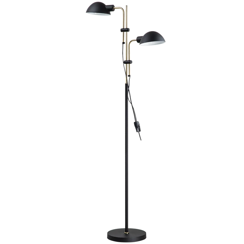 Glass Floor Lamp with Frosted Shades for Soft Diffused LightKeller Dual Head Black & Brass Floor Lamp Glass Floor Lamp with Frosted Shades for Soft Diffused LightKeller Dual Head Black & Brass Floor Lamp