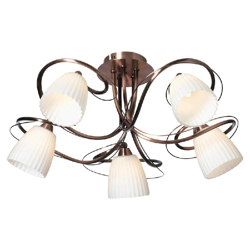 Industrial Style Floor Lamp with Exposed Bulbs for Loft ApartmentsOaks Lighting Leke Copper 5 Light Semi-flush Industrial Style Floor Lamp with Exposed Bulbs for Loft ApartmentsOaks Lighting Leke Copper 5 Light Semi-flush