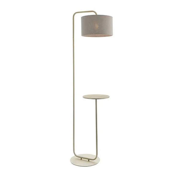 Bohemian Inspired Floor Lamp for Eclectic Home DecorRhone Floor Lamp Satin Champagne Paint & Slate Grey Fabric
