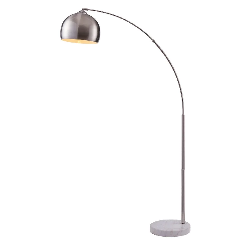 Dimmable Floor Lamp for Adjustable Lighting AmbianceTeamson Home Arquer Arc 68.1" Metal Floor Lamp with Bell Shade, Polished Nickel