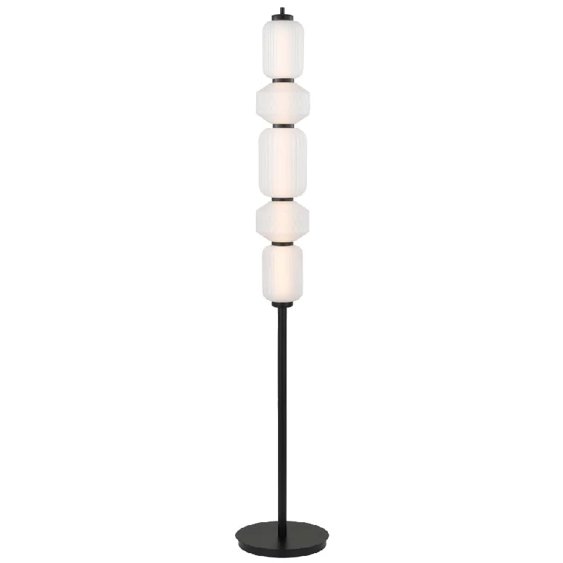 Smart Floor Lamp with Voice Control and Bluetooth ConnectivityTorso Black Contemporary Warm White LED Floor Lamp with Textured Glass