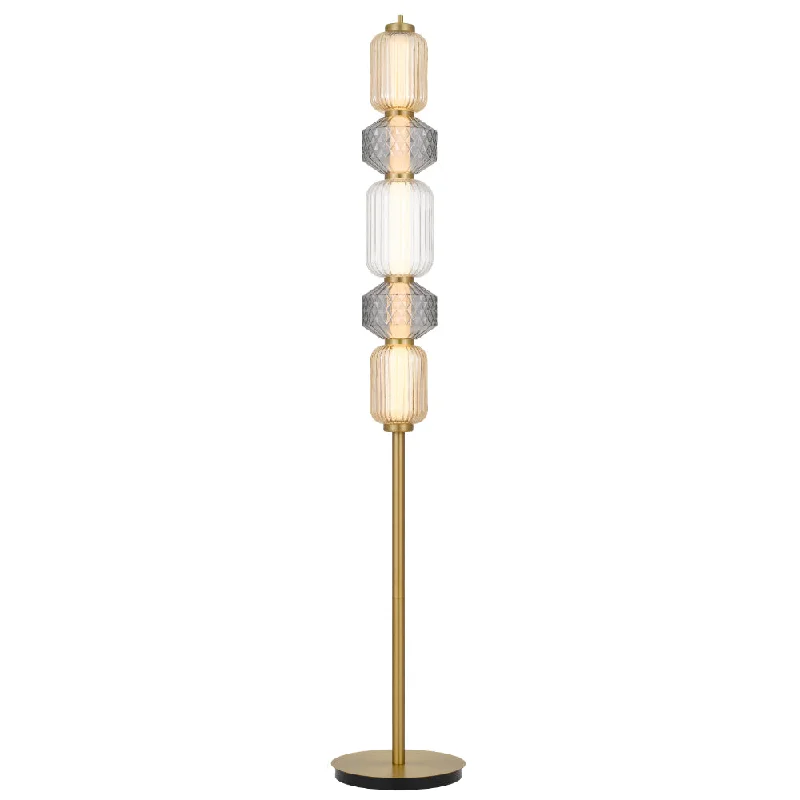 Way Switch Floor Lamp for Multiple Light Intensity LevelsTorso Brass Contemporary Warm White LED Floor Lamp with Textured Glass Way Switch Floor Lamp for Multiple Light Intensity LevelsTorso Brass Contemporary Warm White LED Floor Lamp with Textured Glass