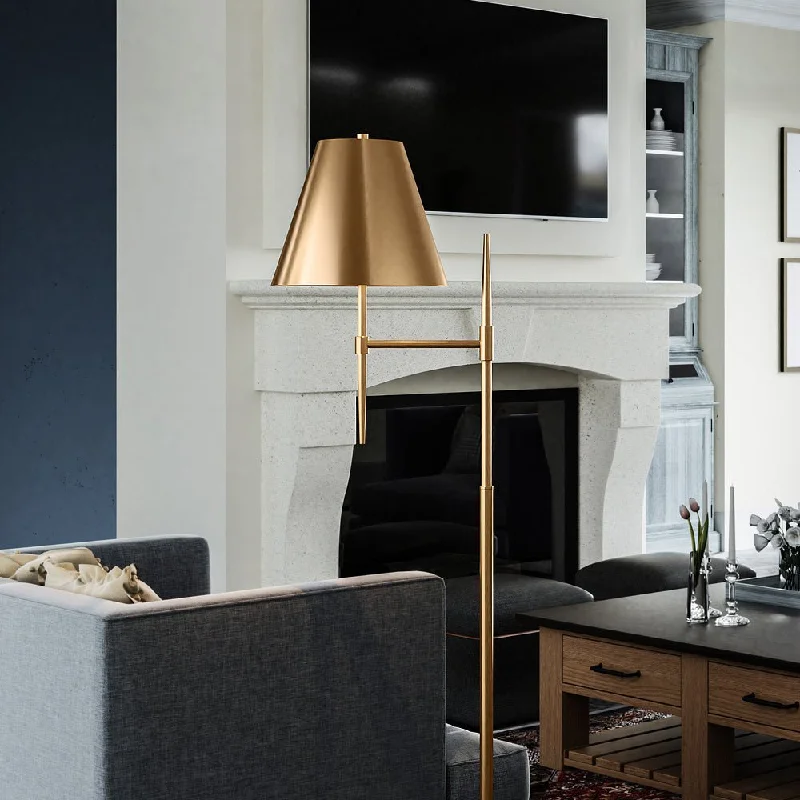 Fabric Floor Lamp with a Linen Shade for a Relaxed AestheticUEX8240 Vintage Floor Lamp 24''W x 14''D x 63.5''H, Aged Brass Finish, Brentwood Collection Fabric Floor Lamp with a Linen Shade for a Relaxed AestheticUEX8240 Vintage Floor Lamp 24''W x 14''D x 63.5''H, Aged Brass Finish, Brentwood Collection