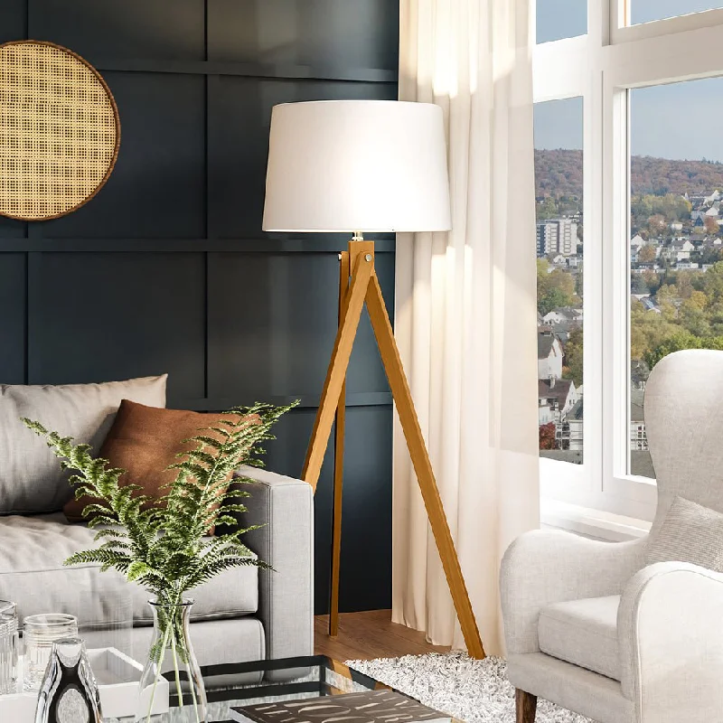 Smart Floor Lamp with Voice Control and Bluetooth ConnectivityUEX8280 Mid-Century Modern Floor Lamp 19''W x 19''D x 63''H, Natural Brown Finish, Broomfield Collection Smart Floor Lamp with Voice Control and Bluetooth ConnectivityUEX8280 Mid-Century Modern Floor Lamp 19''W x 19''D x 63''H, Natural Brown Finish, Broomfield Collection