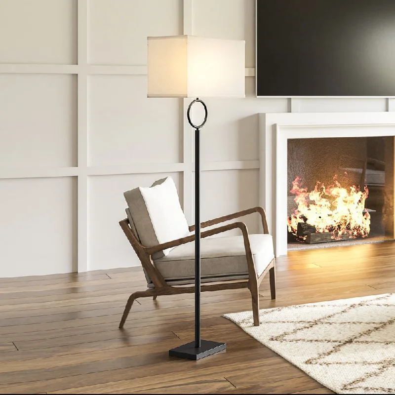 Wood Floor Lamp with Natural Grain for a Warm and Organic FeelUEX8290 Contemporary Floor Lamp 17.5''W x 10''D x 62''H, Matte Black Finish, St. George Collection