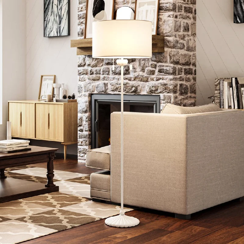 Way Switch Floor Lamp for Multiple Light Intensity LevelsUEX8310 Bohemian Floor Lamp 18''W x 18''D x 63''H, Matte White Finish, Fort Myers Collection Way Switch Floor Lamp for Multiple Light Intensity LevelsUEX8310 Bohemian Floor Lamp 18''W x 18''D x 63''H, Matte White Finish, Fort Myers Collection