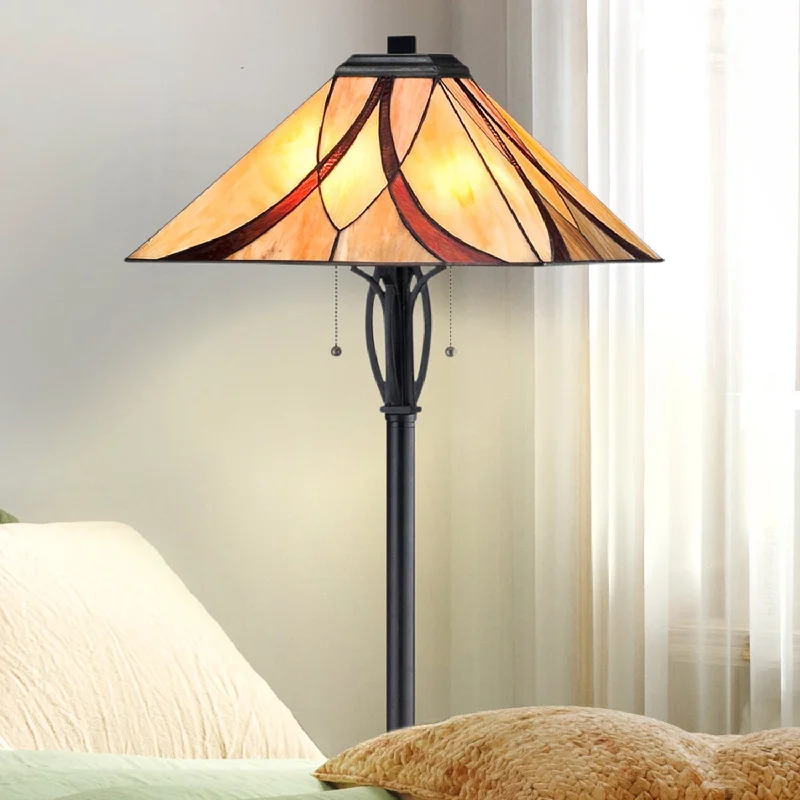 Bohemian Inspired Floor Lamp for Eclectic Home DecorUQL7101 Bracknell Tiffany Floor Lamp with Mediterranean Style, 60''H x 17''W, Valiant Bronze and Stained Glass Bohemian Inspired Floor Lamp for Eclectic Home DecorUQL7101 Bracknell Tiffany Floor Lamp with Mediterranean Style, 60''H x 17''W, Valiant Bronze and Stained Glass