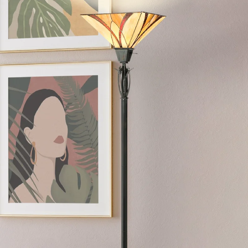 Adjustable Height Floor Lamp for Versatile Lighting NeedsUQL7102 Bracknell Tiffany Floor Lamp with Mediterranean Style, 70.5''H x 12''W, Valiant Bronze and Stained Glass Adjustable Height Floor Lamp for Versatile Lighting NeedsUQL7102 Bracknell Tiffany Floor Lamp with Mediterranean Style, 70.5''H x 12''W, Valiant Bronze and Stained Glass